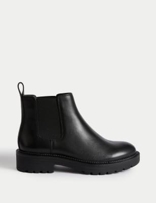 

Womens M&S Collection Wide Fit Leather Chelsea Boots - Black, Black