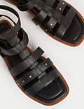 Wide Fit Leather Studded Gladiator Sandals