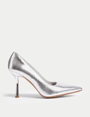 

Womens M&S Collection Markante Lederpumps mit zulaufender Spitze - Silver, Silver