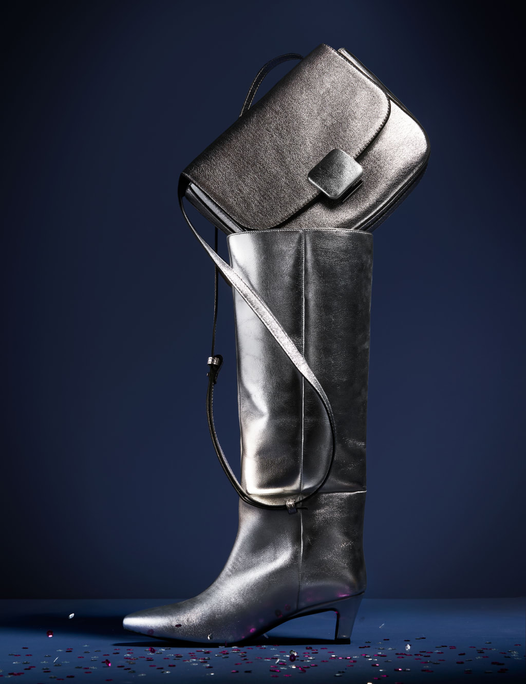 Leather Kitten Heel Knee High Boots image 4