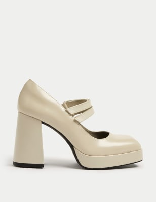 

M&S Collection Zapatos de salón de piel de charol con plataformaWomens - Soft White, Soft White