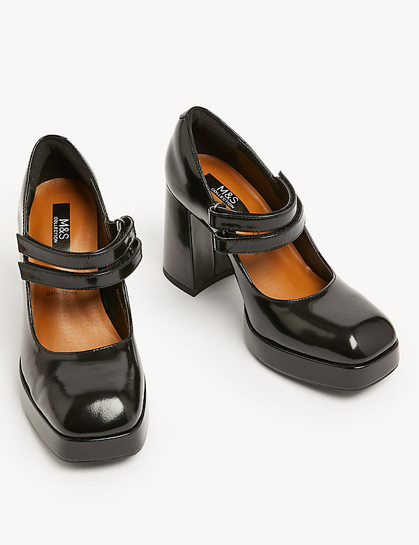 Leather Patent Platform Court Shoes - SA