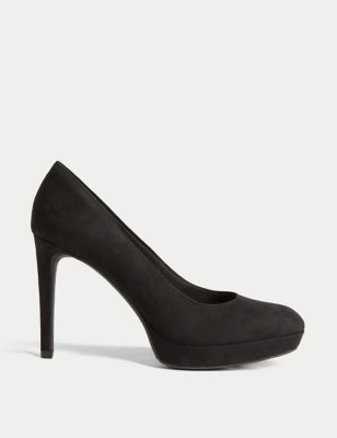 M&S Womens Slip On Platform Stiletto Heel Court Shoes - 3.5 - Black, Black