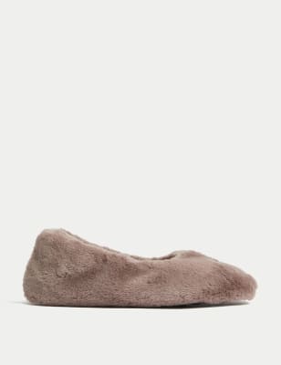 

Womens M&S Collection Faux Fur Ballerina Slippers with Freshfeet™ - Chocolate, Chocolate