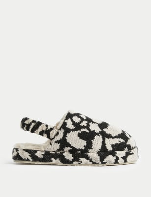 Printed Platform Mule Slippers