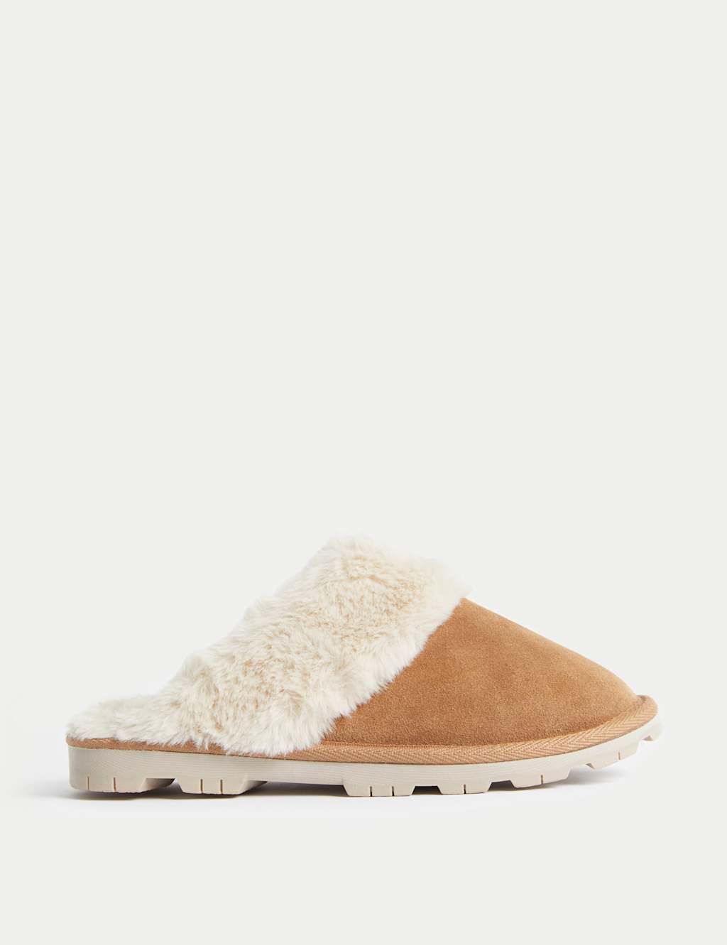 Suede Faux Fur Lined Mule Slippers image 1