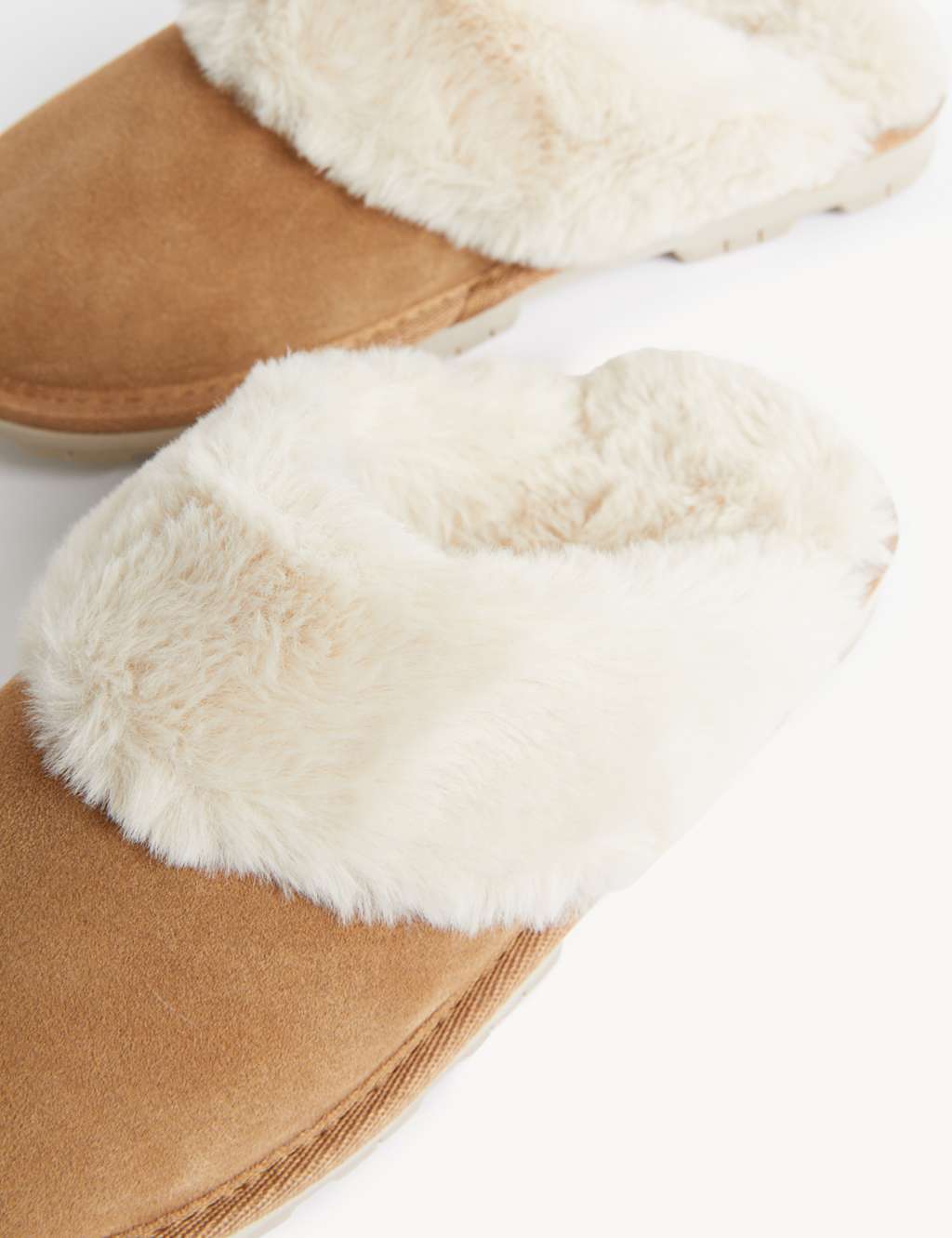 Suede Faux Fur Lined Mule Slippers image 2