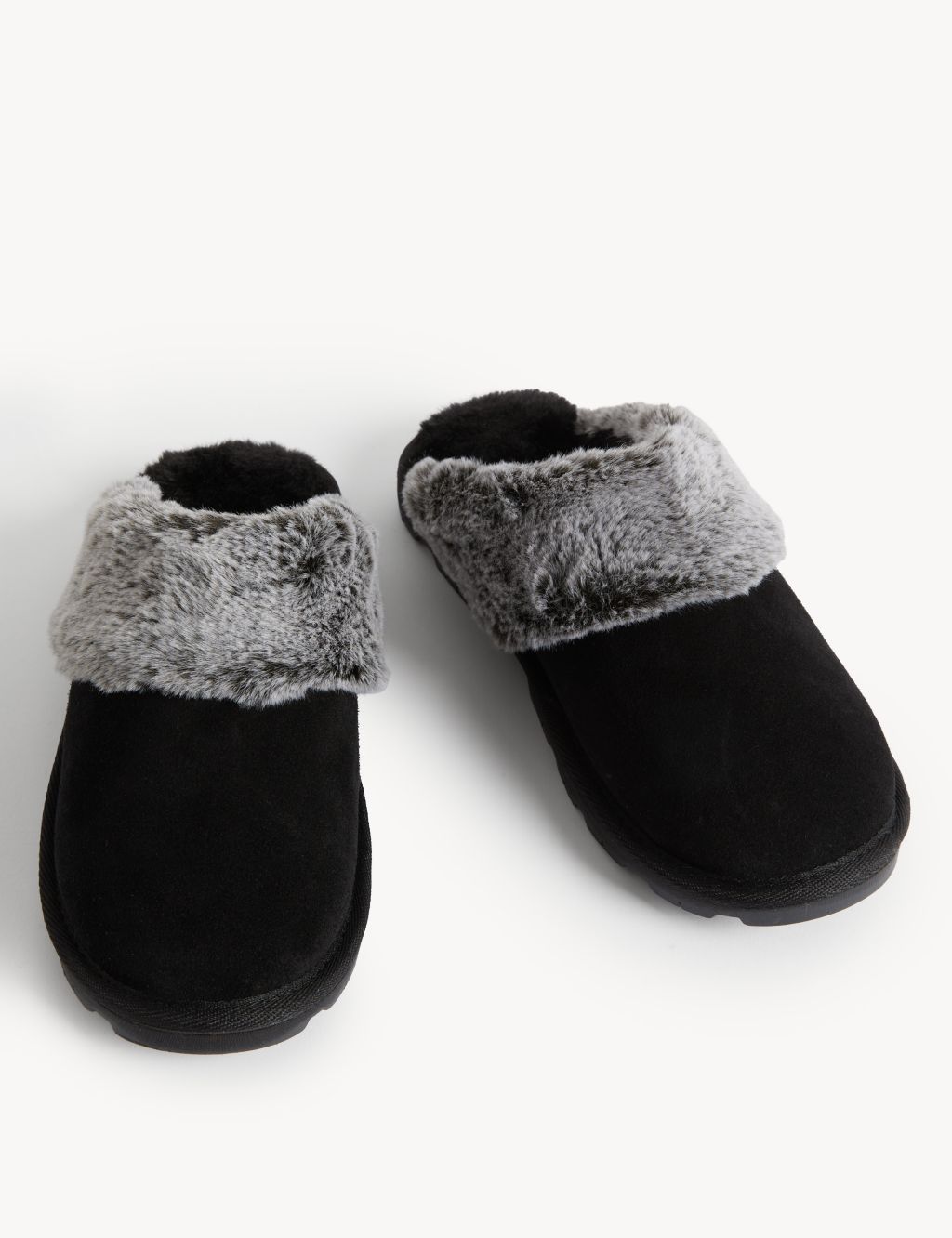 Suede Faux Fur Lined Mule Slippers image 2