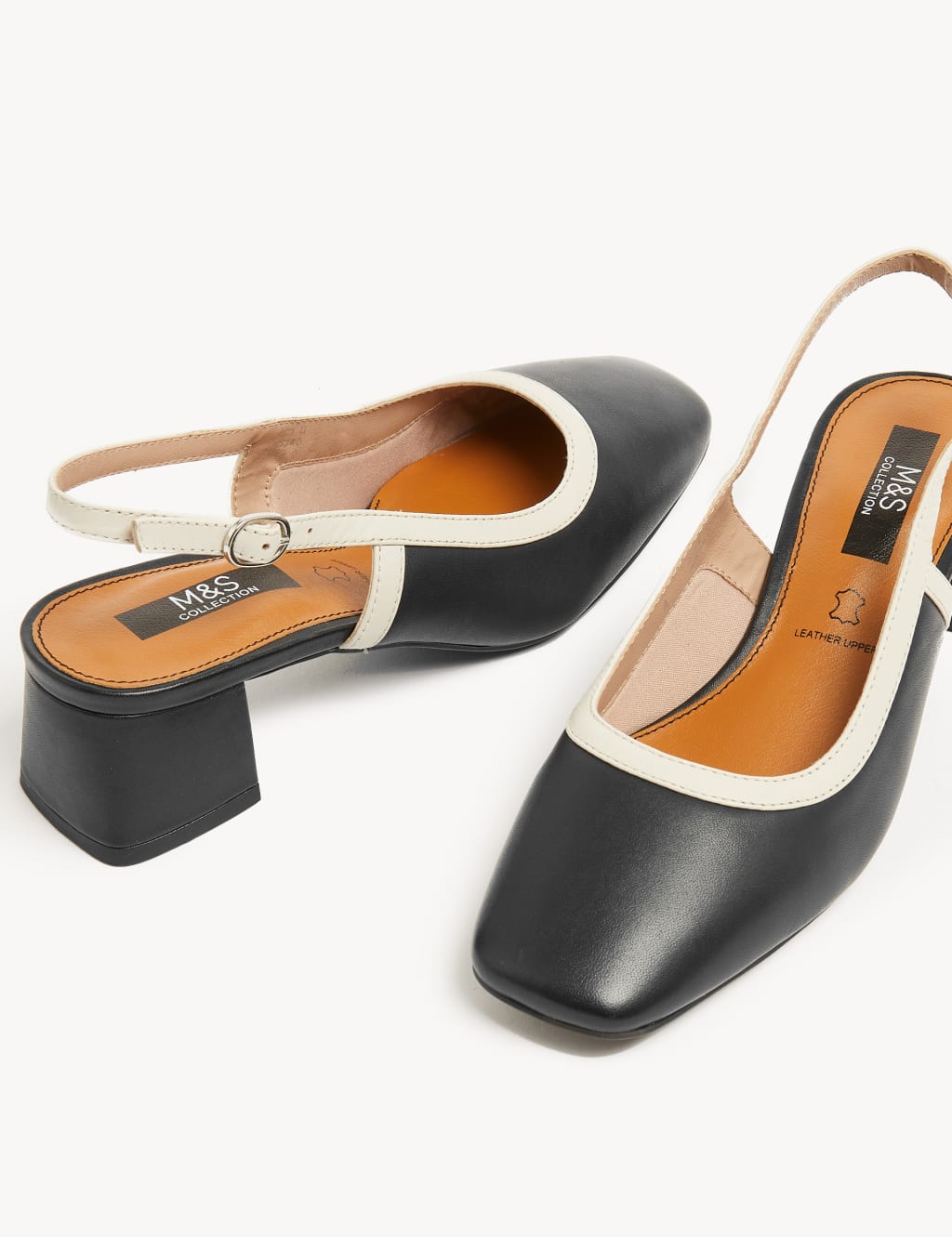 Leather Block Heel Slingback Shoes image 2