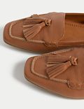 Wide Fit Leather Tassel Flat Boat Shoes