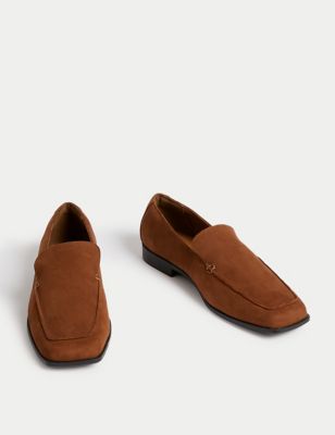 Wide Fit Leather Flat Loafers