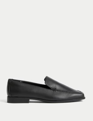 Wide Fit Leather Flat Loafers