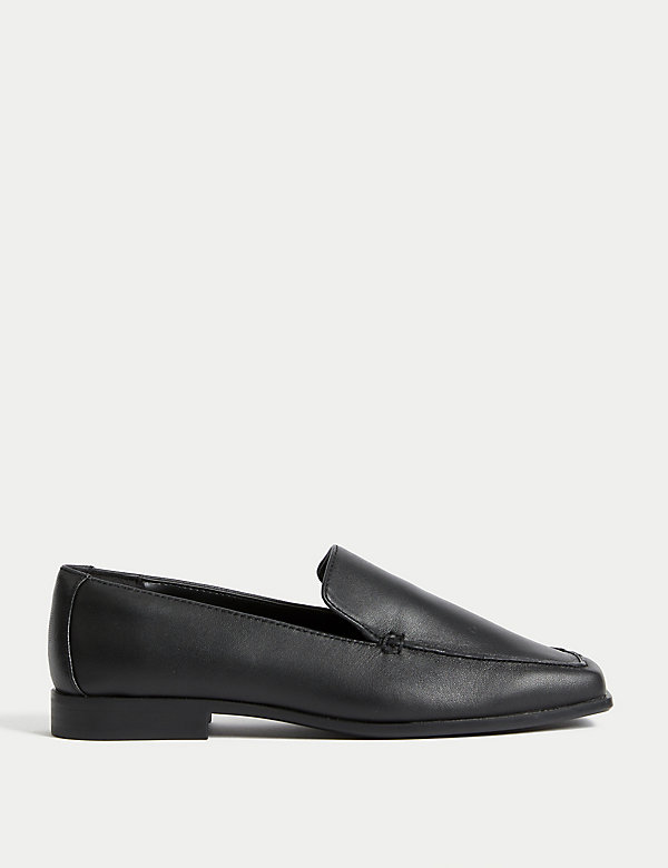 Wide Fit Leather Flat Loafers - EE