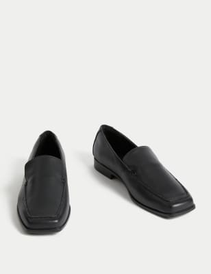 

Womens M&S Collection Wide Fit Leather Flat Loafers - Black, Black