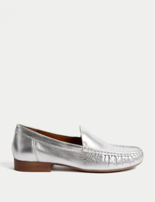 Leather Slip On Flat Loafers - US