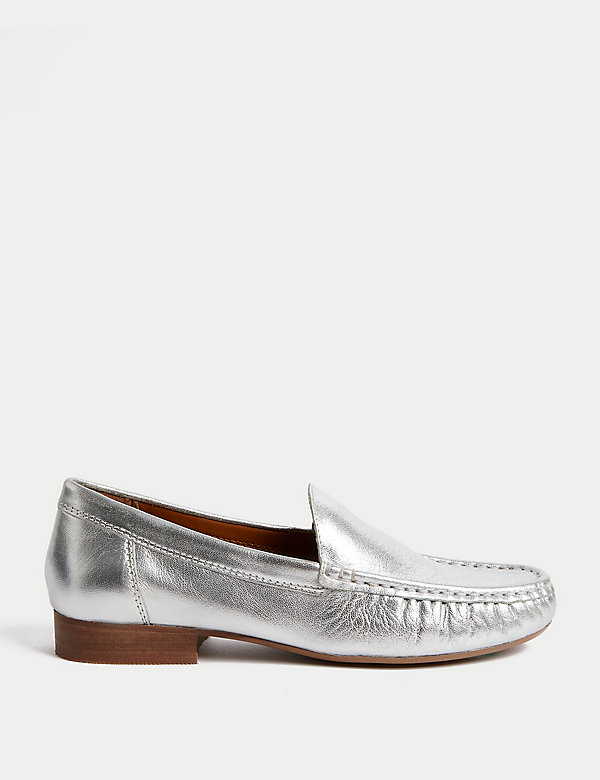 Leather Slip On Flat Loafers - SI