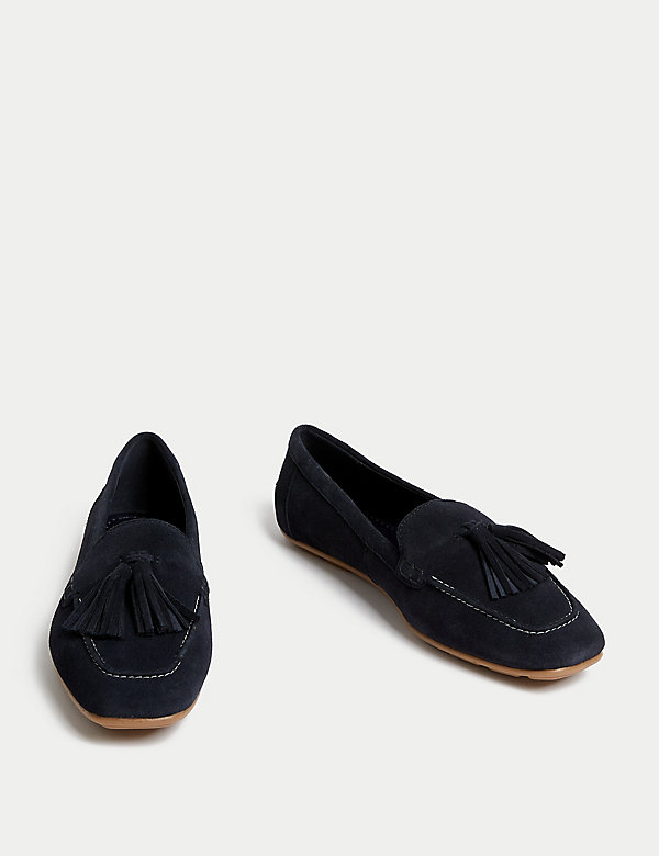 Wide Fit Suede Tassel Flat Boat Shoes - CH
