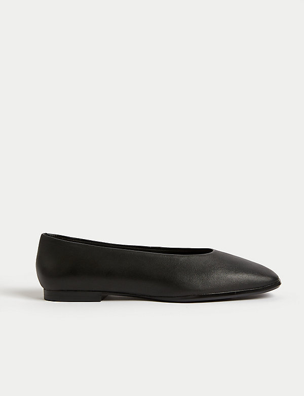 Leather Square Toe Ballet Pumps - KG