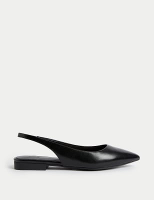 M&S Women's Flat Slingback Shoes - 4 - Black, Black