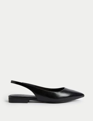 M&S Womens Flat Slingback Shoes - 4 - Black, Black