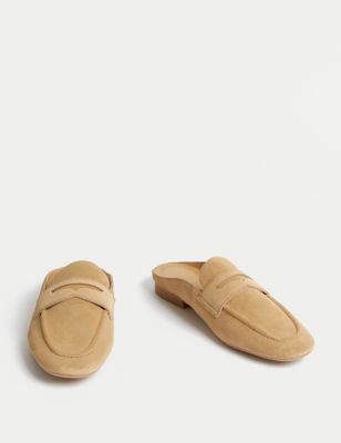 Suede Slip On Flat Mules