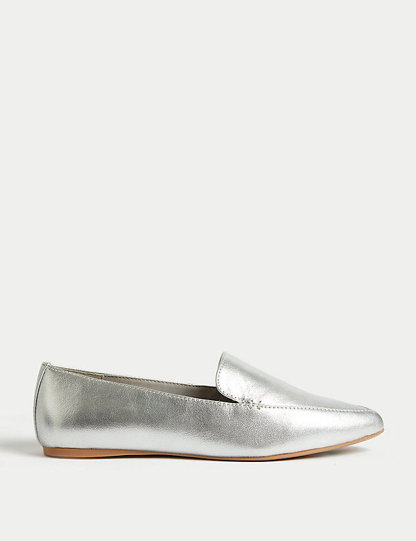 Wide Fit Leather Pointed Ballet Pumps - NZ