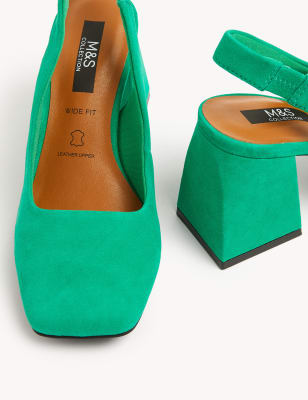 

Womens M&S Collection Wide Fit Suede Block Heel Slingback Shoes - Medium Green, Medium Green