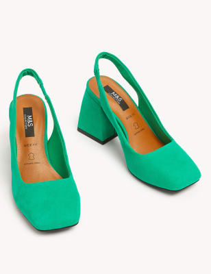 Wide Fit Suede Block Heel Slingback Shoes