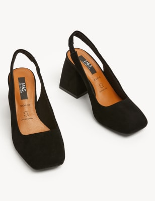 Sling back block online heels