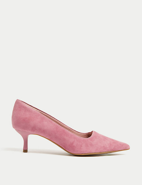 Wide Fit Suede Kitten Heel Court Shoes - SA
