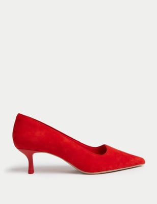 Wide Fit Suede Kitten Heel Court Shoes - NZ