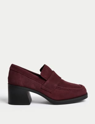 

M&S Collection Mocasines de ante con tacón en bloqueWomens - Damson, Damson