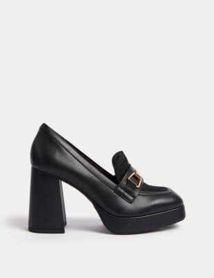 Leather Bar Platform Square Toe Loafers | M&S PE