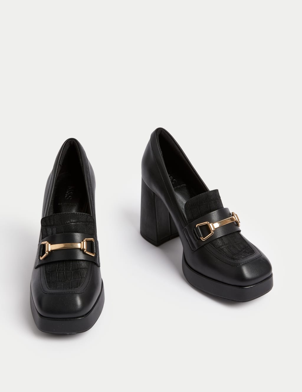 Leather Bar Platform Square Toe Loafers image 2