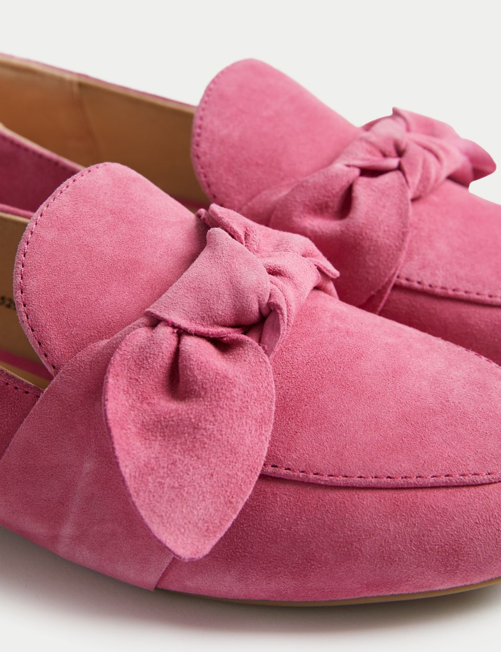 Wide Fit Suede Bow Flat Loafers image 2
