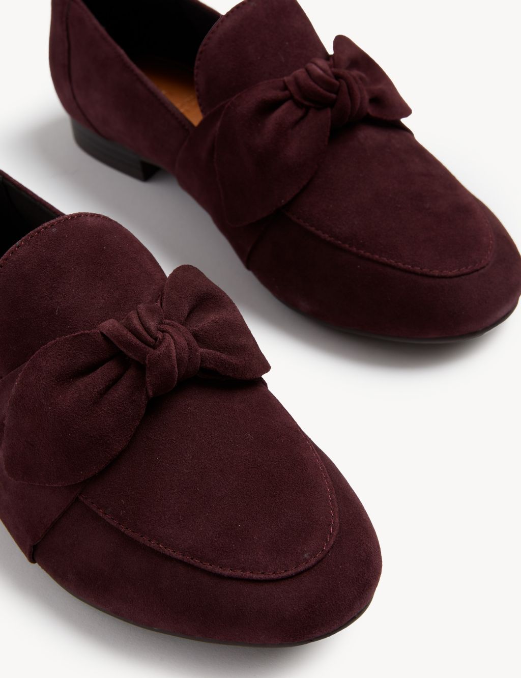 Wide Fit Suede Bow Flat Loafers image 3