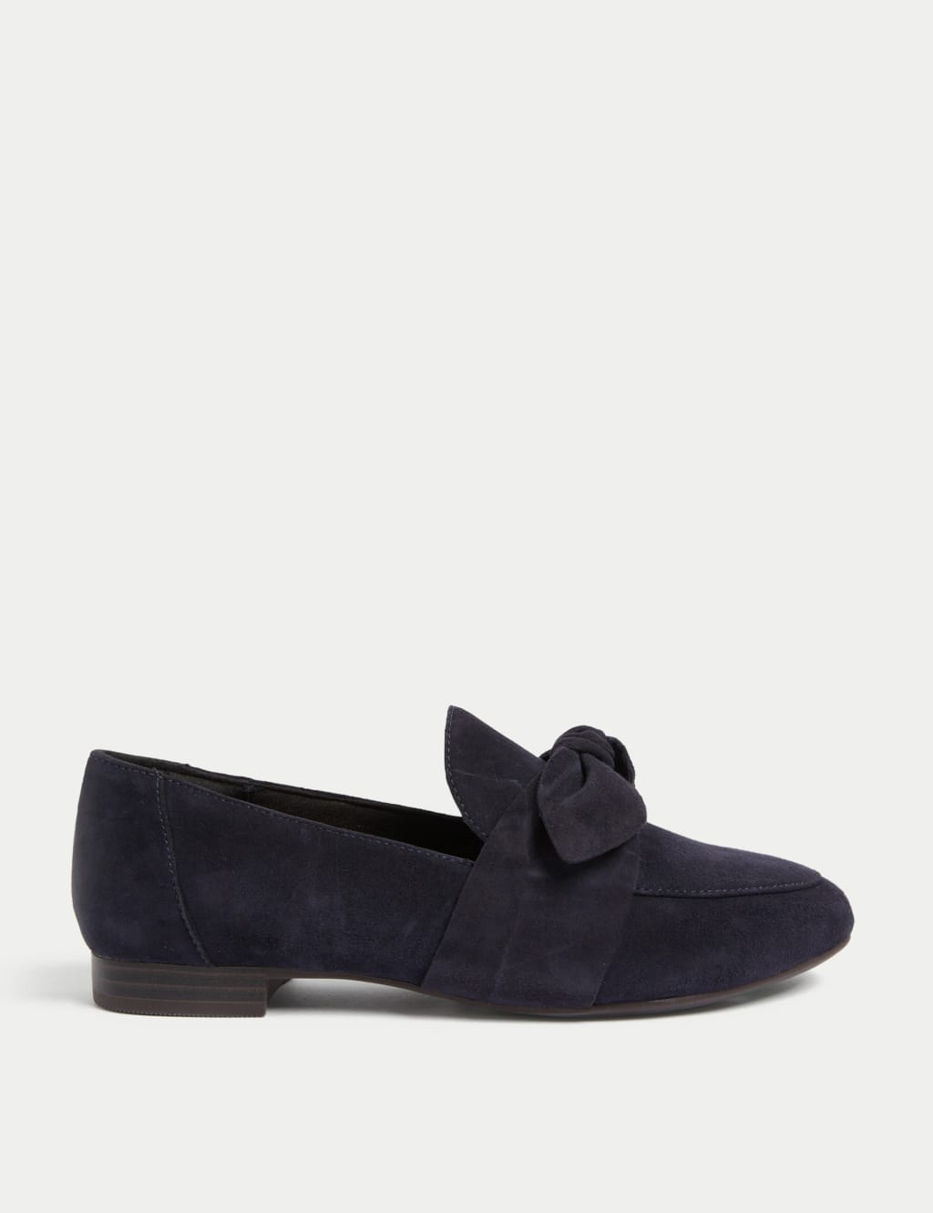 Wide Fit Suede Bow Flat Loafers image 1