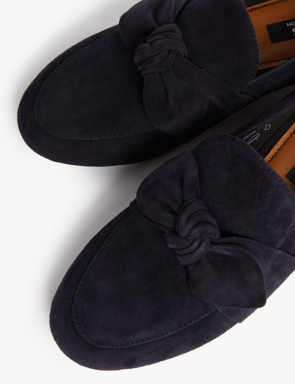 Wide Fit Suede Bow Flat Loafers image 3
