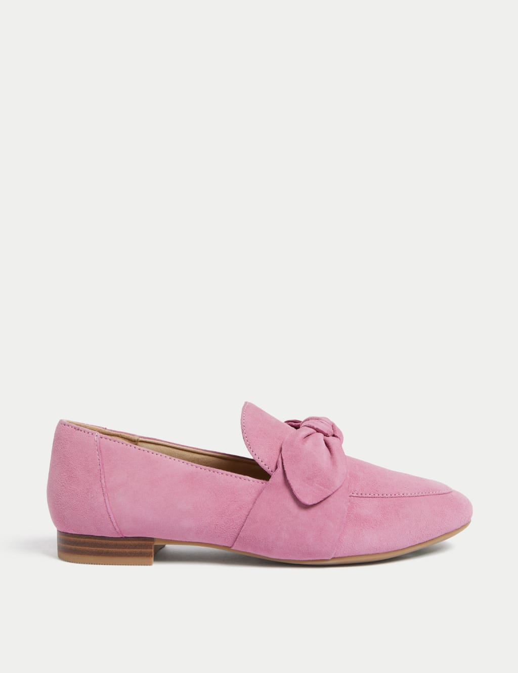 Wide Fit Suede Bow Flat Loafers image 1