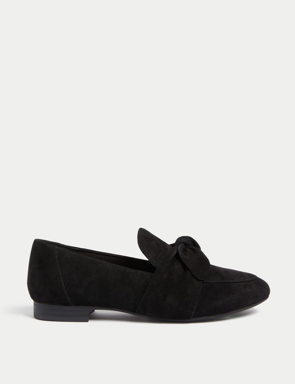 Wide Fit Suede Bow Flat Loafers image 1