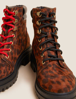 Leopard print flat ankle boots sale