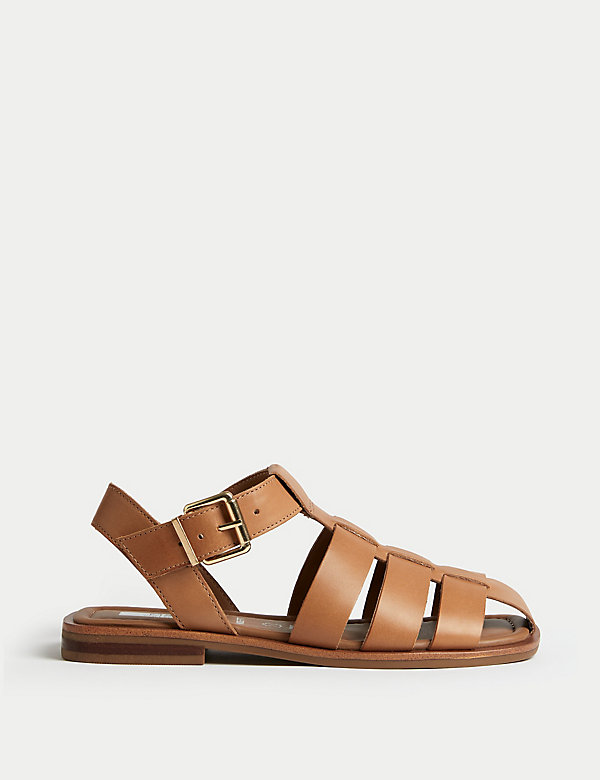 Wide Fit Leather Strappy Sandals - CA