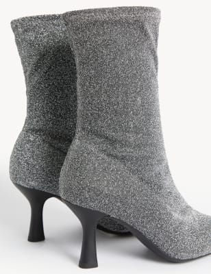 

Womens M&S Collection Sparkle Stiletto Heel Sock Boots - Silver Mix, Silver Mix