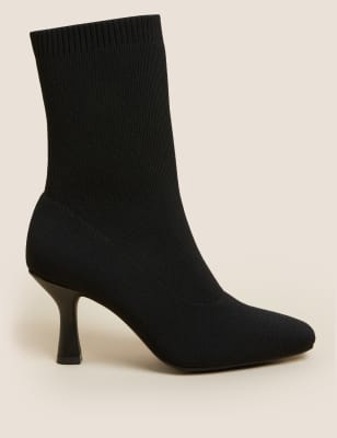 Stiletto Heel Square Toe Sock Boots