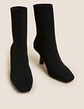 Stiletto Heel Square Toe Sock Boots