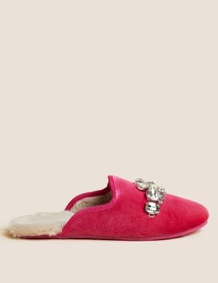 Pink Designer Faux Fur Slippers - Boutique Marie Dumas