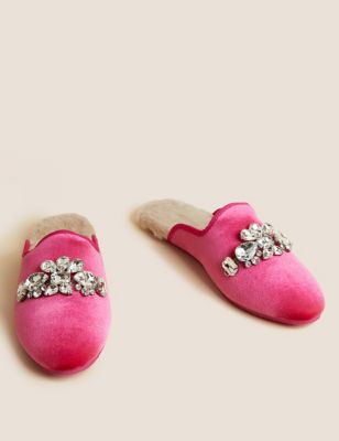 Pink Designer Faux Fur Slippers - Boutique Marie Dumas