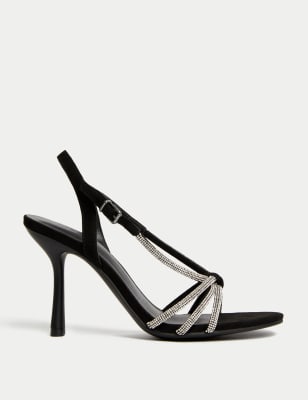 M&s black heeled store sandals