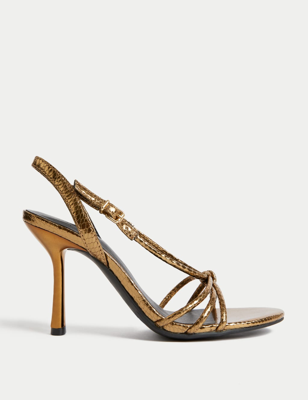 Metallic Strappy Stiletto Heel Sandals image 1
