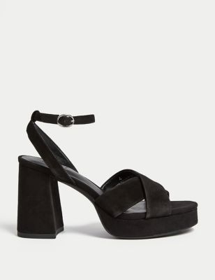 

Womens M&S Collection Suede Crossover Ankle Strap Platform Sandals - Black, Black